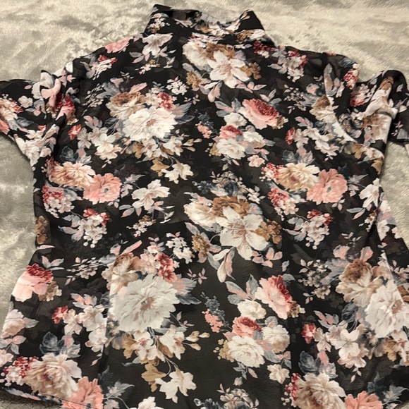 NorthStyle Black and Pink Floral Blouse - Picture 3 of 5